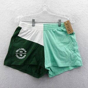 Locale Shorts Womens Medium Telluride Colorado Green Colorblock Lounge Cotton